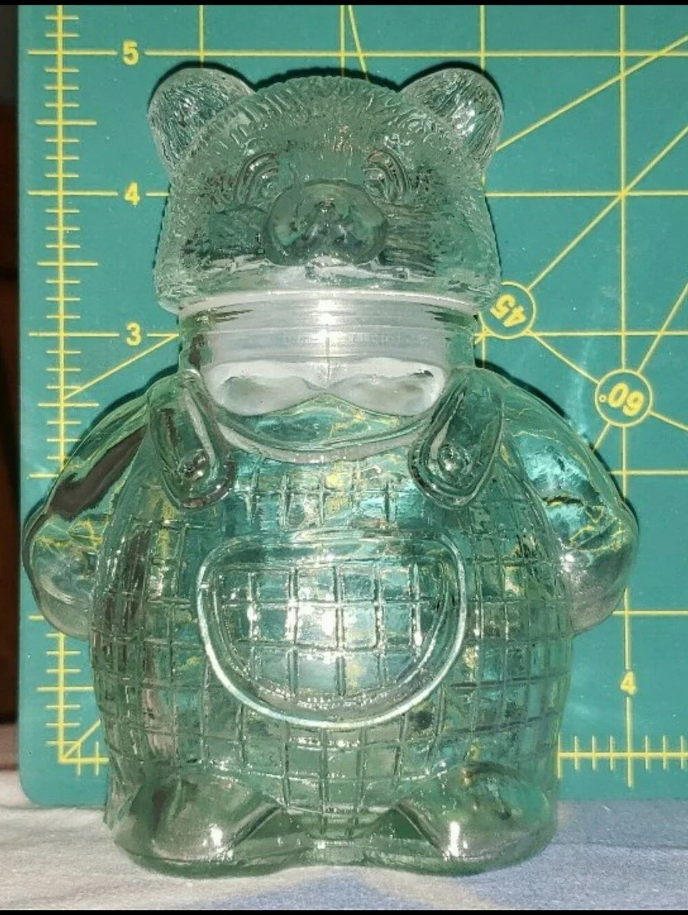Vintage Glass Bear, Lidded Jar